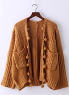 Oasap Fashion Loose Open Front Cardigan With Pocket