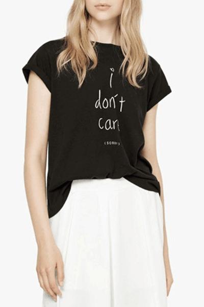 Oasap Casual Letter Graphic Short Sleeve Tee