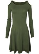 Oasap Fashion Off Shoulder Long Sleeve A-line Midi Dress