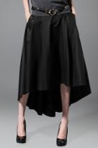 Oasap Black High Low Hem Ankle Length Skirt