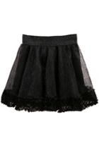 Oasap Ruched Hem Black Pleated Skirt