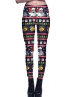 Oasap Ugly Christmas Fair Isle Print Slim Leggings
