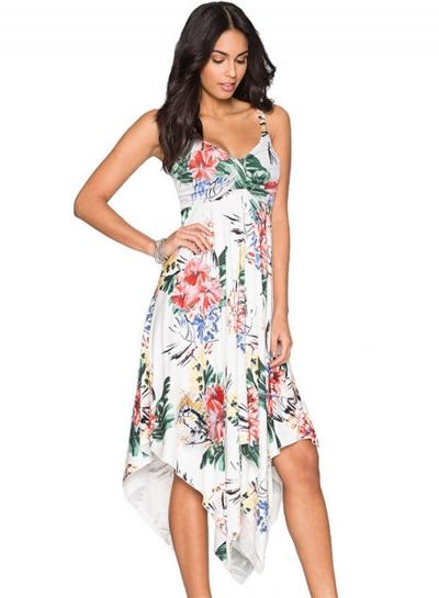 Oasap Boho Spaghetti Strap Irregular Loose Dress