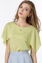 Oasap Sweet Solid Color Cape Sleeve Blouse