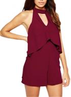 Oasap Women Fashion Cut-out Front Halter Sleeveless Summer Romper