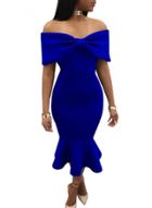Oasap Solid Flounced Off The Shoulder Slash Neck Women Bodycon Dress With Bow