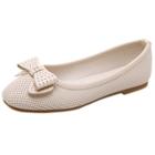 Oasap Square Toe Slip-on Bow Shoes