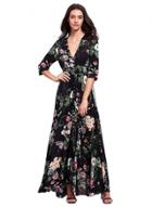 Oasap V Neck Elastic Waist Floral Printed Maxi Bohemian Dress