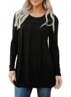 Oasap Solid Color Round Neck Long Sleeve Pleated Tee Shirt