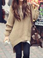 Oasap Fashion Loose Fit High Low Pullover Knit Sweater