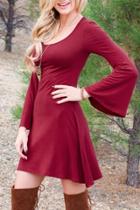 Oasap Classic Round Neck Flare Sleeve Trapeze Dress