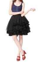 Oasap Lace Hem Multi-layered Bubble Skirt