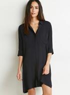 Oasap Women's 3/4 Sleeve Slit Side Loose Shirt Dress