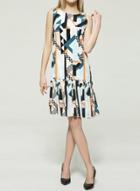 Oasap Geometric Pattern Print Sleeveless Dress