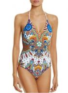 Oasap Halter Back Lace-up Tirbal Print Swimsuit