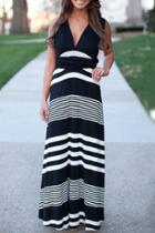 Oasap Chic Irregular Stripe Maxi Dress