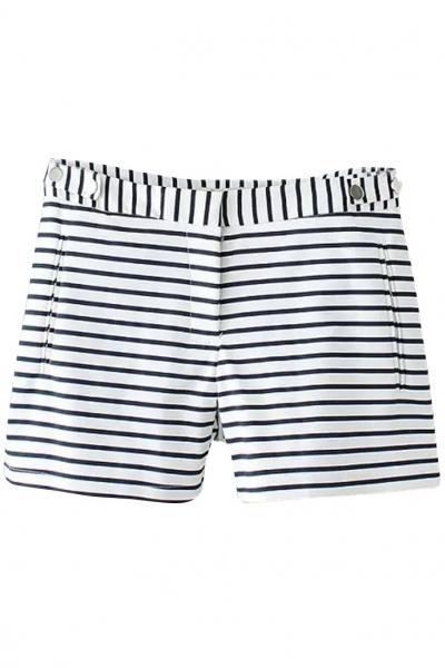 Oasap Simple Black White Striped Shorts
