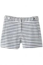 Oasap Simple Black White Striped Shorts