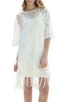 Oasap Fashion Lace Crochet Half Sleeve Dress With Tassel