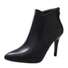 Oasap Pointed Toe Solid Color High Heels Ankle Boots