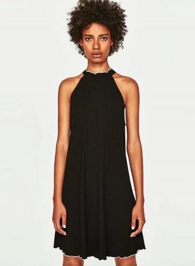 Oasap Fashion Sleeveless Ruffle Trim Knitted Dress