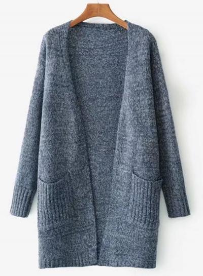 Oasap Open Front Long Sleeve Solid Cardigans