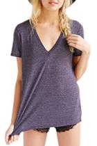 Oasap Women's V Neck Short Sleeve Loose Fit Casual Tee