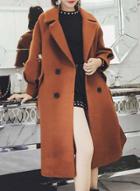 Oasap Fashion Embroidery Double Breasted Coat With Belt