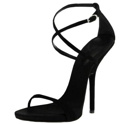 Oasap Ankle Strap Peep Toe Stiletto Heels Sandals