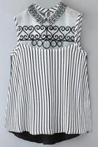Oasap Modernist Contrast Striped Print High-low Blouse
