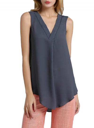 Oasap Women's Chic Sleeveless V Neck Sleeveless Chiffon Blouse