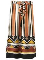 Oasap Women's Fashion Tie Waist Geo Printed Side Slit Midi Skirt