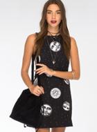 Oasap Women's Sun Graphic Lace-up Back Shift Dress