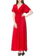 Oasap Women's Fashion Short Sleeve Deep V Neck Slit Maxi Dress