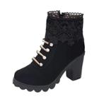 Oasap Block Heels Side Zipper Lace Boots