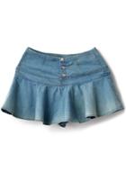 Oasap Blue Denim Flounce Skirt