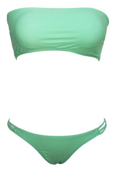 Oasap Summer Vacation Sexy Strapless Crisscross Green Bikini