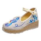 Oasap Traditional Floral Embroidery Wedge Heels Shoes
