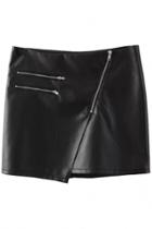 Oasap Asymmetric Cool Black Pu Skirt