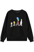 Oasap Naughty Cartoon Print Long Sweatshirt