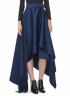Oasap Stylish Asymmetrical High Waist Solid Midi Skirt
