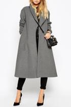 Oasap Elegant Turn-down Collar Open Front Long Coat