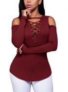 Oasap Off Shoulder Lace-up Front Slim Fit Tee