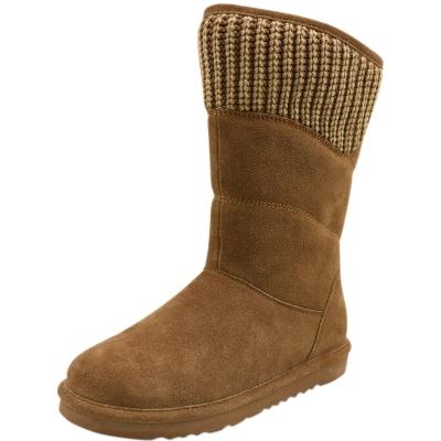 Oasap Women's Winter Ribbed Knit Trim Reinforce Toe Tall Snow Boots