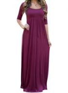 Oasap Women's Scoop Neck Half Sleeve Stretched Knit Maxi Dress