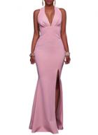 Oasap Elegant V Neck Sleeveless Split Maxi Mermaid Evening Dress