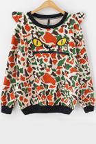 Oasap Camouflage Cat Fleece Sweatshirt