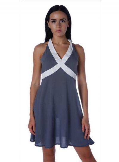 Oasap Fashion V Neck Sleeveless Backless A-line Party Dress