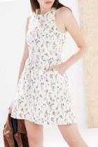 Oasap Floral Print Sleeveless Fleated Nice Dress