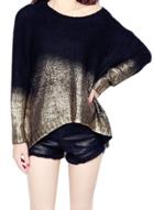 Oasap Hot Stamping Round Neck Batwing Sleeve Loose Sweater